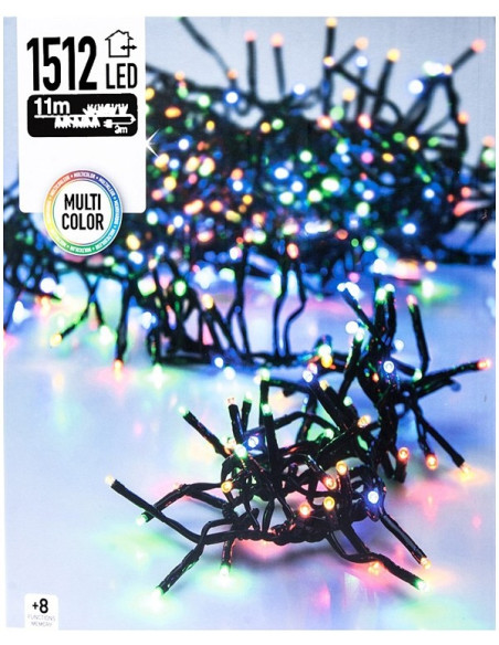 Clusterverlichting 1512 LED 11m multicolor