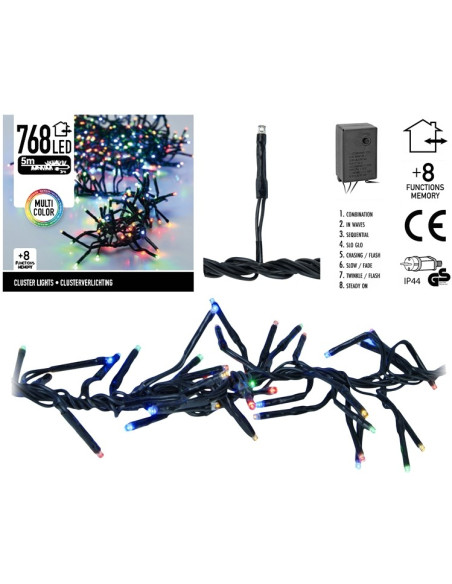 Clusterverlichting 768 LED 5.5m multicolor