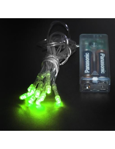 Kerstverlichting - 10 LED's - batterijen - Groen