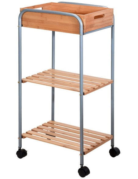 Badkamertrolley bamboe / metaal