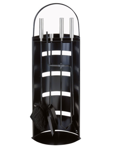 Openhaardset RVS zwart - 5 delig