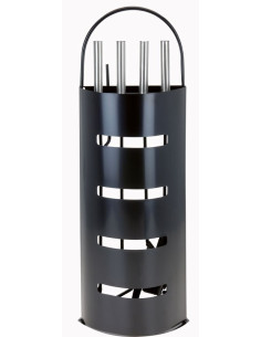 Openhaardset RVS zwart - 5 delig 2