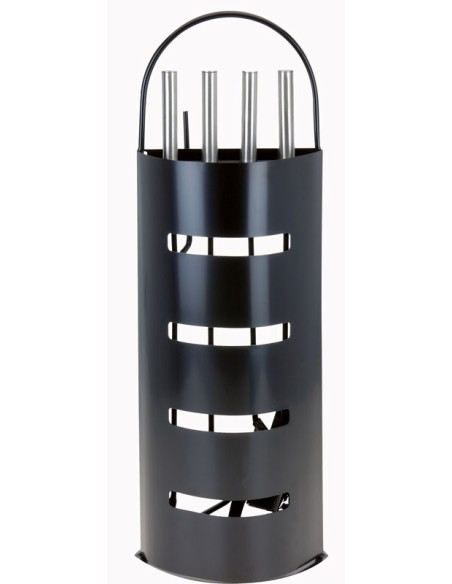 Openhaardset RVS zwart - 5 delig