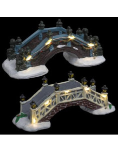 Kerstdorp 2x lichtbrug met verlichting - Dubbel assorti