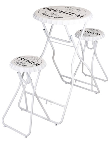 Bartafel met 2 stoelen - wit