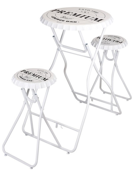 Bartafel met 2 stoelen - wit