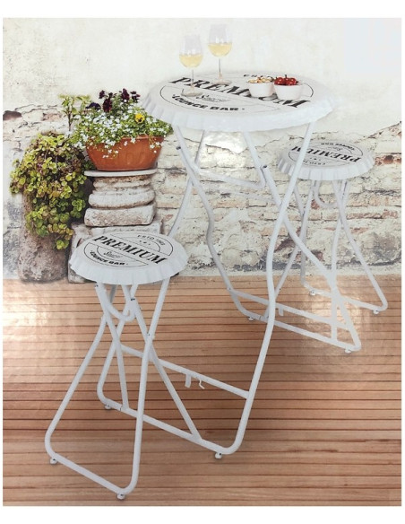 Bartafel met 2 stoelen - wit