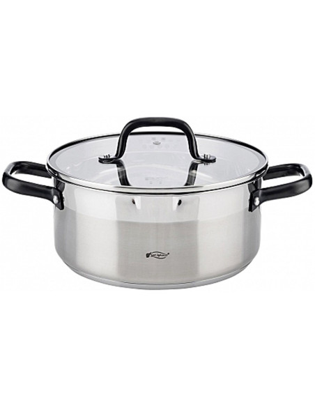 San Ignacio RVS kookpan met glazen deksel, Diameter 20x8.5cm, 2 liter - serie Vita