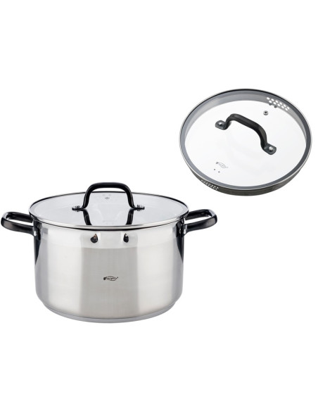 San Ignacio RVS kookpan met glazen deksel, Diameter 20x8.5cm, 2 liter - serie Vita