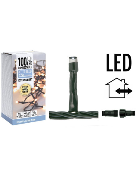 Koppelbare Kerstverlichting - 100 LED - 7.5m - extra warm wit