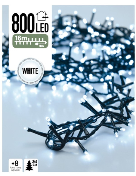 Micro Cluster 800 LED's 16 meter wit