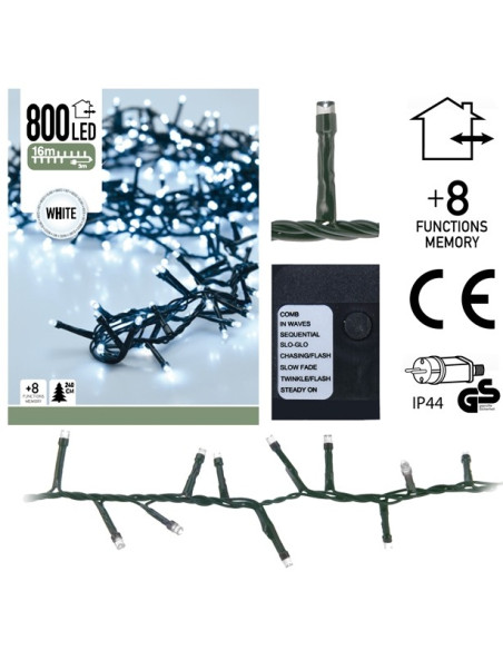 Micro Cluster 800 LED's 16 meter wit