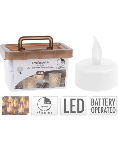 Theelichtjes met timer - LED - 24 stuks