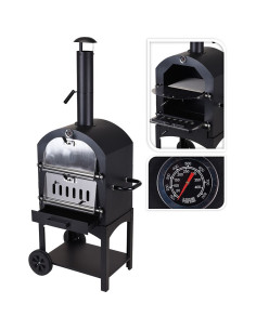 BBQ pizza oven zwart-zilver staal 68 x 48 x 156 cm