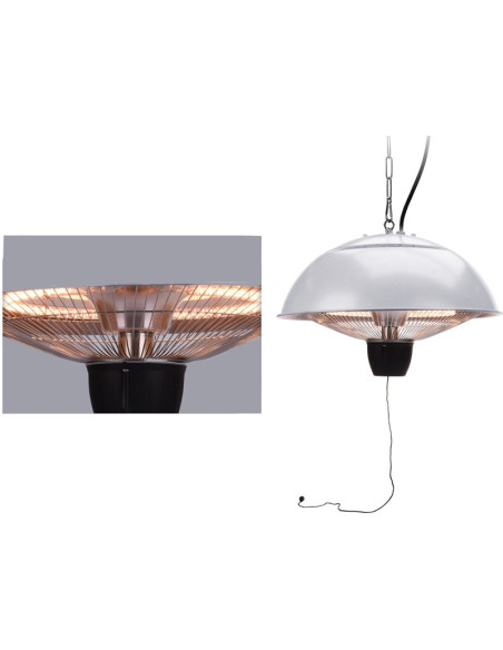 Terrasverwarmer hangend 1500W zilver