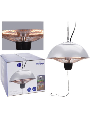 Terrasverwarmer hangend 1500W zilver