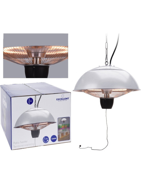 Terrasverwarmer hangend 1500W zilver
