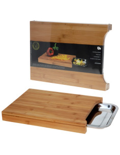 Bamboe snijplank met opvangbak 2