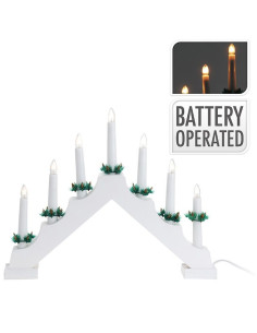Houten Kaarsenbrug met 7 LED-kaarsjes en Timer -...