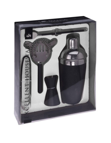 Cocktailshakerset - 5 delig - mat zwart