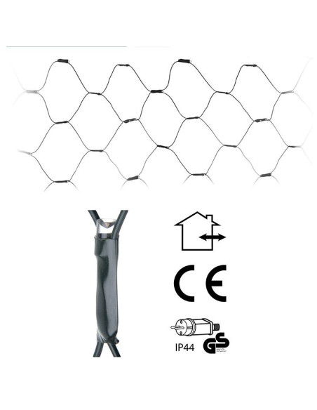 Netverlichting 160 LED's - 200x100 cm - warm wit - groen snoer
