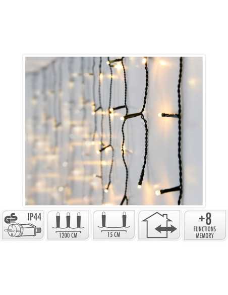 IJspegel verlichting - 360 LED - 12 meter - warm wit - 8 lichtfuncties