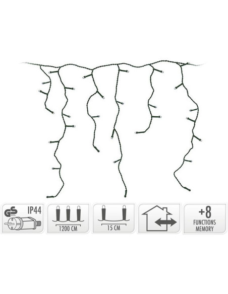 IJspegel verlichting - 360 LED - 12 meter - warm wit - 8 lichtfuncties