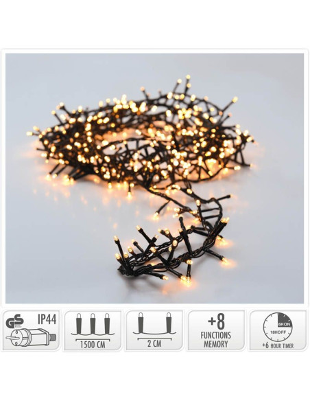 Micro Cluster met Haspel - 750 LED - 15 meter - extra warm wit