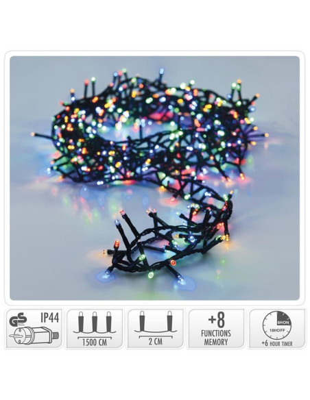 Micro Cluster met Haspel - 750 LED - 15 meter - met timer - multicolor