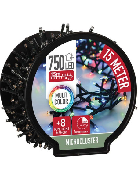 Micro Cluster met Haspel - 750 LED - 15 meter - met timer - multicolor