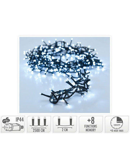 Micro Cluster met Haspel - 1250 LED - 25 meter - met timer - wit