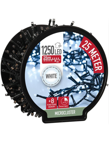 Micro Cluster met Haspel - 1250 LED - 25 meter - met timer - wit