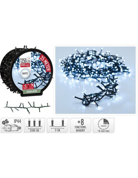 Micro Cluster met Haspel - 1250 LED - 25 meter - met timer - wit