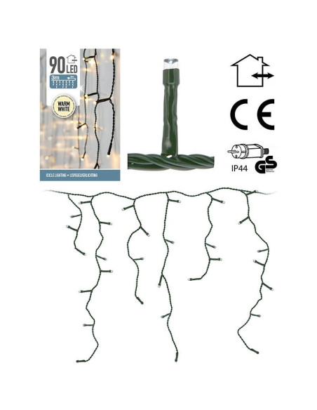 IJspegel verlichting 90 LED's - 3 meter - warm wit