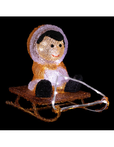 Acrylfiguur Eskimo op slee - 30 LEDs - hoogte...