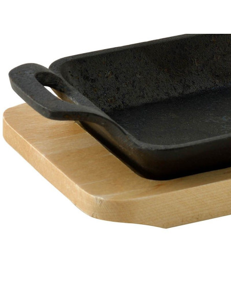 Masterpro Rechthoekige Mini Pan - met Serveerplank -Gietijzer