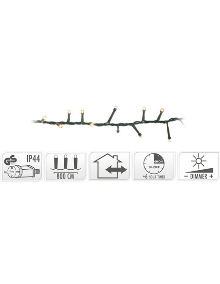 Micro Cluster 400 LED - 8m - met timer en dimmer - extra warm wit