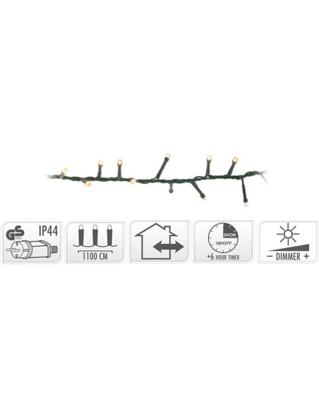 Micro Cluster 560 LED - 11m - met timer en dimmer - extra warm wit