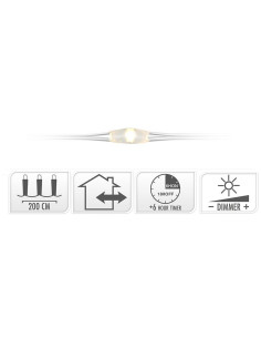 Cascadeverlichting - 200 led - warm wit - timer en dimmer 2