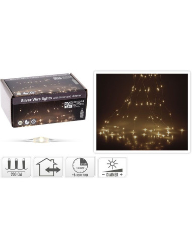 Cascadeverlichting - 200 led - warm wit - timer...