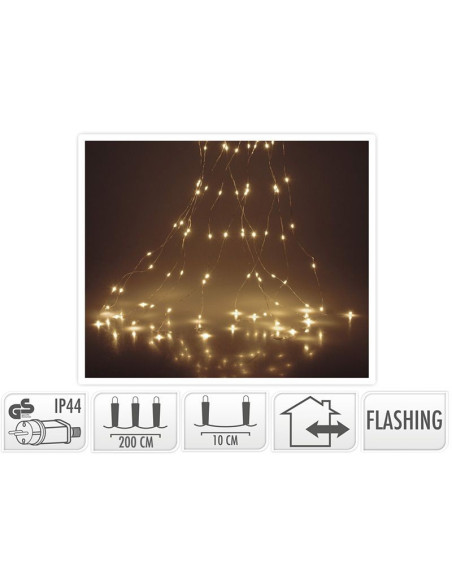 Cascadeverlichting met vuurvliegjeseffect  - 200 led - warm wit