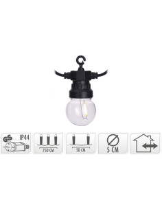 Lichtsnoer met 10 LED Filament Lampen - voor buiten 2