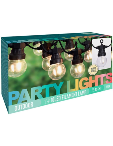 Lichtsnoer met 10 LED Filament Lampen - voor buiten