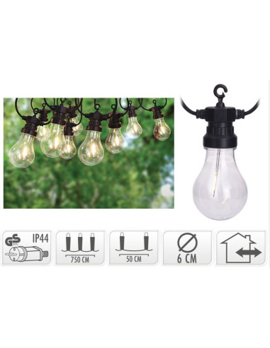 Lichtsnoer met 10 LED Filament - diameter 6cm