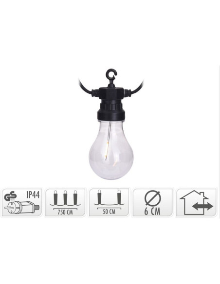 Lichtsnoer met 10 LED Filament - diameter 6cm