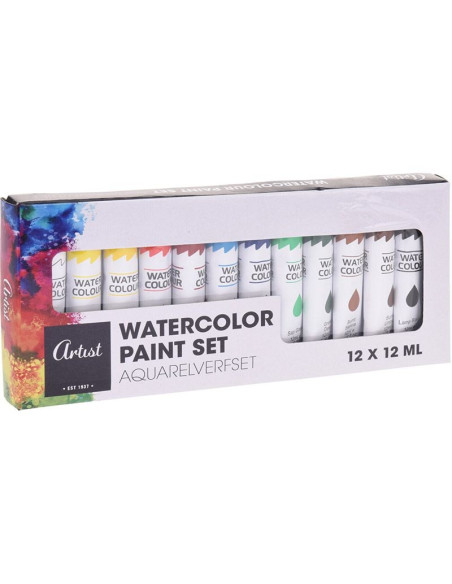 Aquarelverf in diverse kleuren 12ml - 12 tubes
