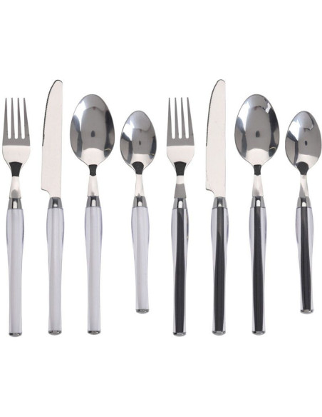 Bestekset 24-dlg - RVS - wit en zwart