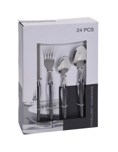 Bestekset 24-dlg - RVS - wit en zwart