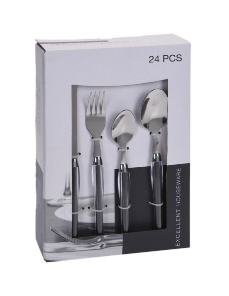 Bestekset 24-dlg - RVS - wit en zwart