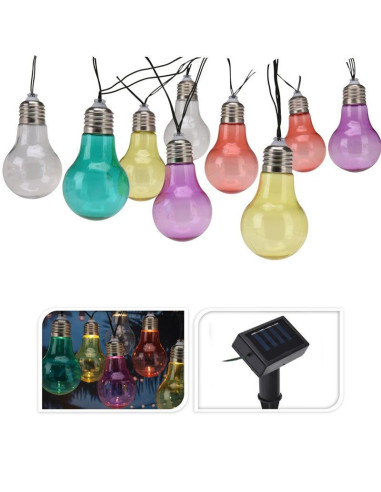 Feestverlichting - Solar Lamp - 10 LED Lampen - Multicolour